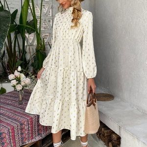 White gold dress size 8/10 midi length